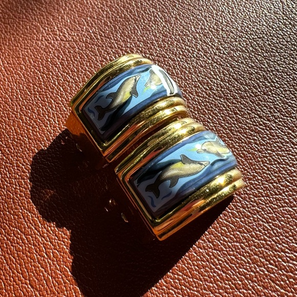 AUTHENTIC Hermès Vintage Ceramic Clip-on Earrings - Picture 1 of 7